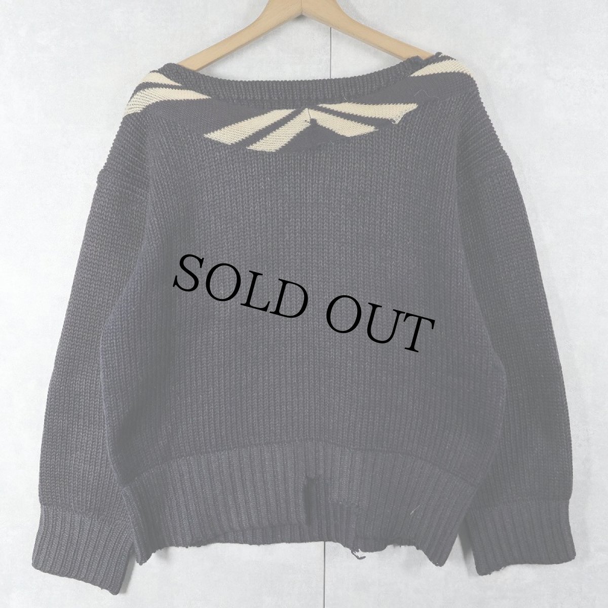 画像2: 〜50's ウールニットセーター NAVY (2)