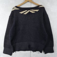画像2: 〜50's ウールニットセーター NAVY (2)