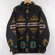 画像1: 80's PENDLETON USA製 ネイティブ柄 ウールジャケット BLACK M タグ付き未使用 (1)