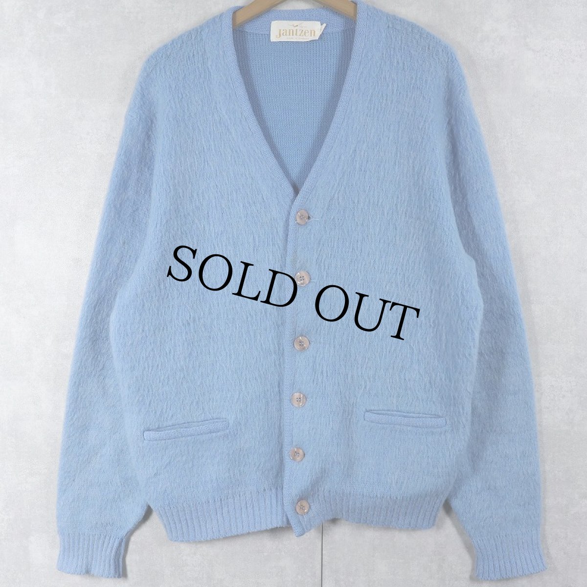 画像1: 70's Jantzen CANADA製 モヘア シャギーニットカーディガン L (1)