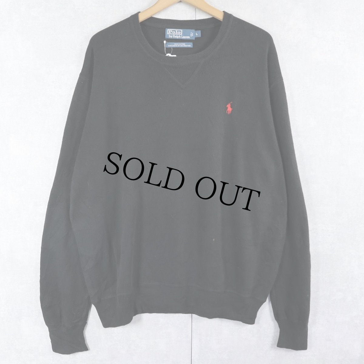 画像1: POLO Ralph Lauren ロゴ刺繍 前V コットンニットセーター BLACK L (1)