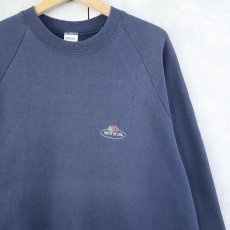 画像1: 90's FRUIT OF THE LOOM ロゴプリント ラグランスウェット NAVY XL (1)