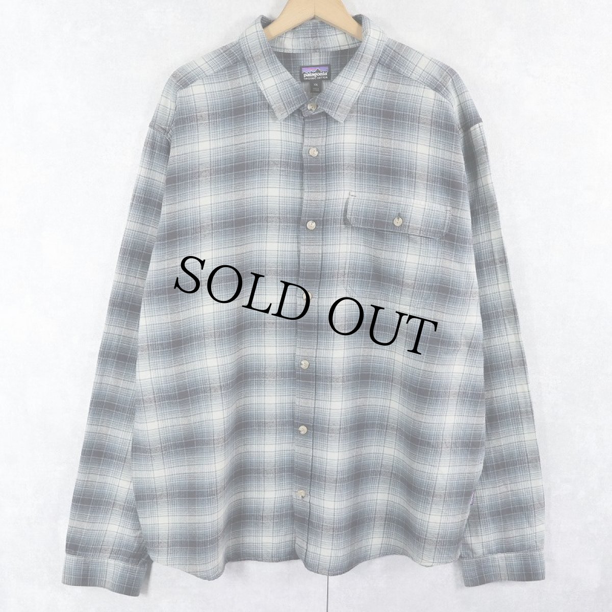 画像1: 2023AW Patagonia "ORGANIC COTTON" 猫目ボタン オンブレーチェック柄 ヘビーネルシャツ XXL (1)