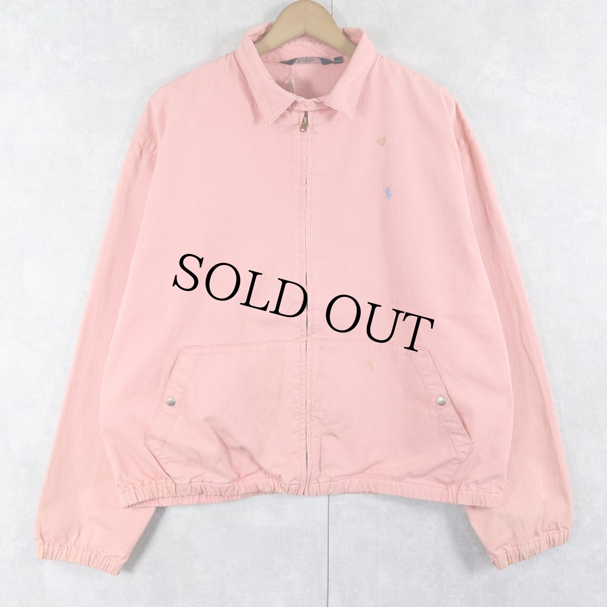 画像1: 80's POLO Ralph Lauren USA製 ロゴ刺繍 チンスト付き コットンスイングトップ L (1)