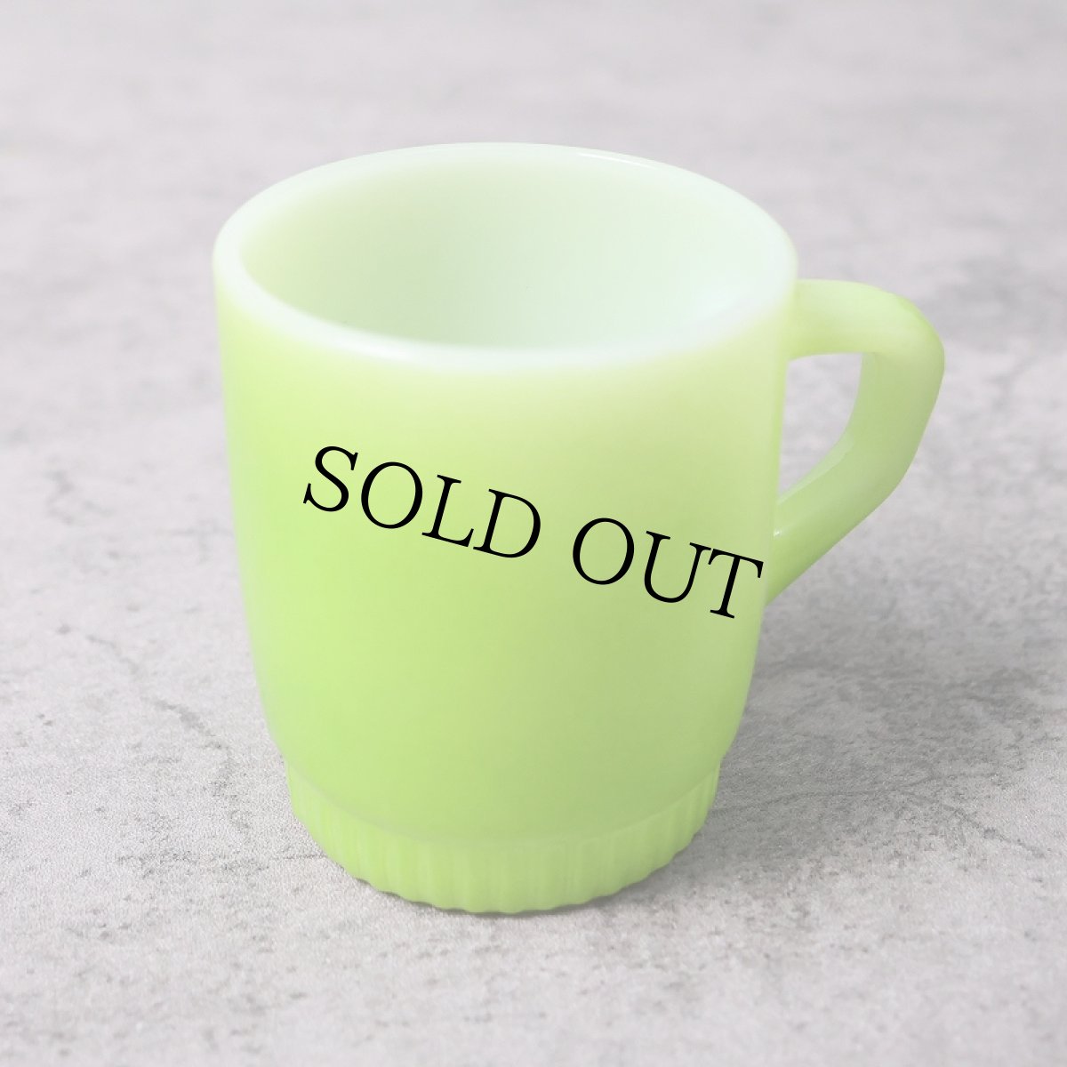 画像1: 60〜70's Fire-King USA製 スタッキング リブボトムマグ GREEN (1)