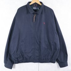 画像1: POLO Ralph Lauren ロゴ刺繍 チンスト付き コットンスイングトップ NAVY XL (1)