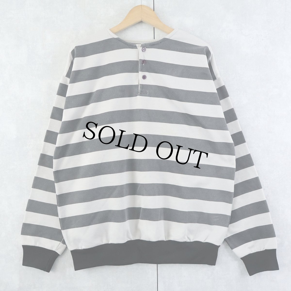 画像1: ボーダー柄 ヘンリーネックスウェット (1)