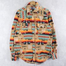 画像1: 80's Rockmount USA製 ネイティブ柄 フリースウエスタンシャツ (1)