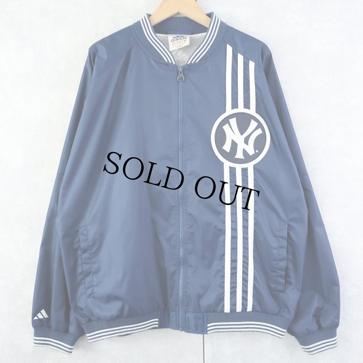 画像1: 90's adidas "NEW YORK YANKEES" ワッペン付き ナイロンスタジャン NAVY L (1)