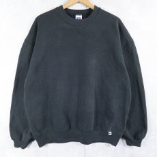 画像1: 90's RUSSELL ATHLETIC USA製 前V 無地スウェット BLACK XL (1)