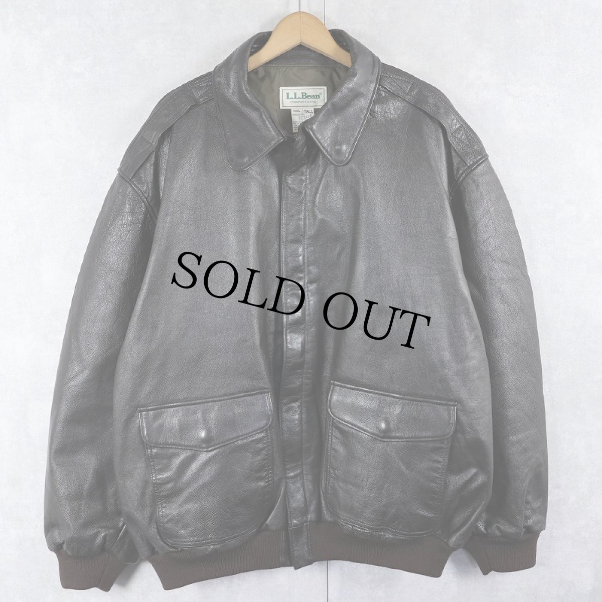 画像1: 80〜90's L.L.Bean "A-2 TYPE" USA製 レザーフライトジャケット BROWN XXL (1)