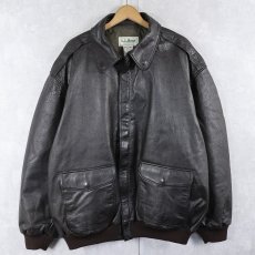 画像1: 80〜90's L.L.Bean "A-2 TYPE" USA製 レザーフライトジャケット BROWN XXL (1)