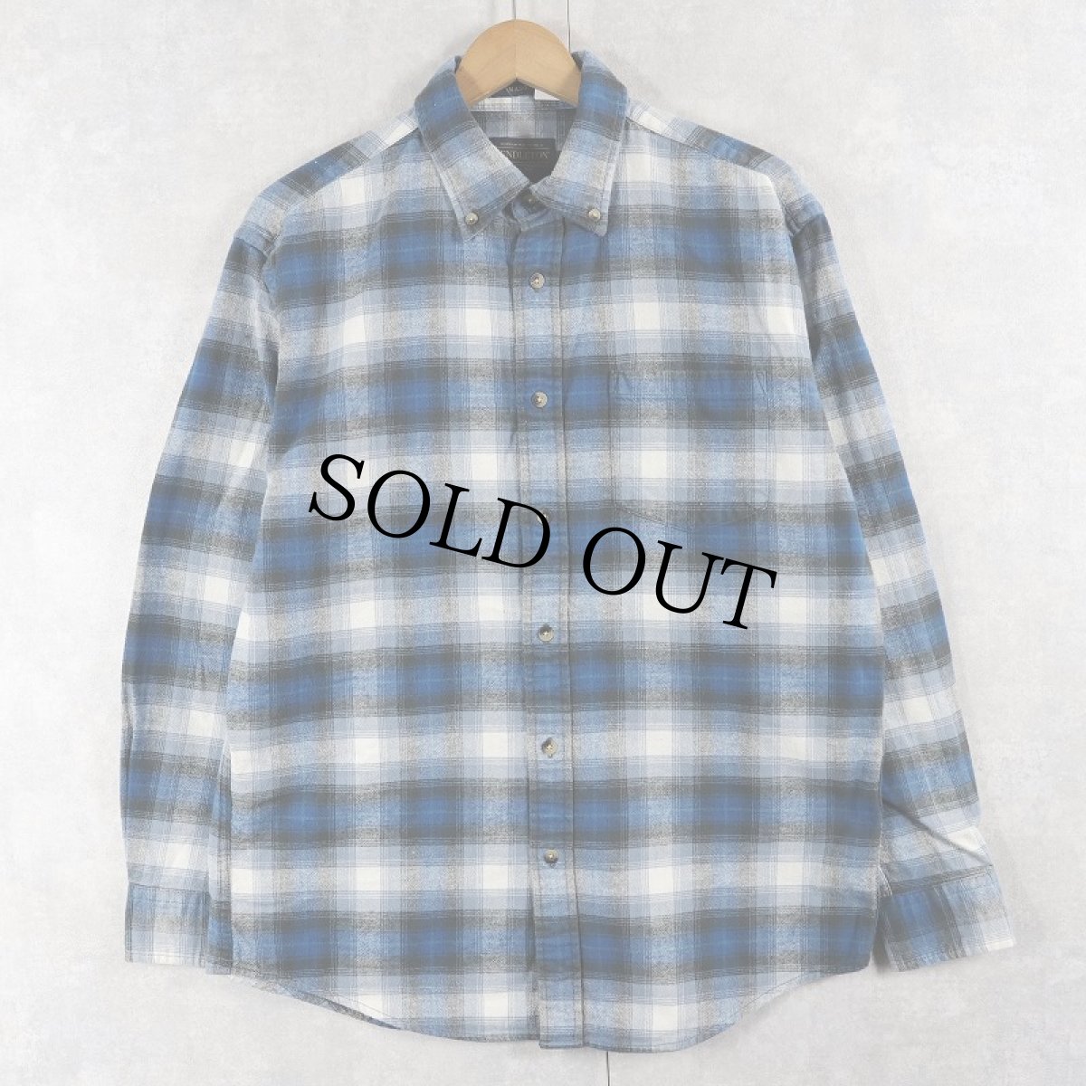 画像1: PENDLETON "MASON" オンブレーチェック柄 コットンボタンダウンシャツ M (1)