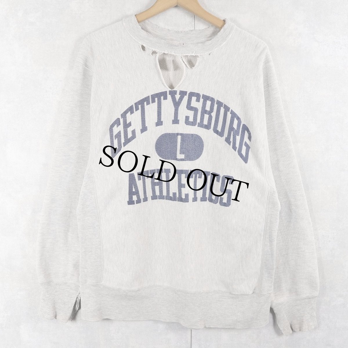 画像1: 80's Champion REVERSE WEAVE USA製 トリコタグ "GETTYSBURG ATHLETICS" プリントスウェット L (1)