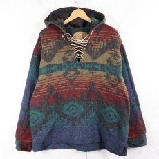 画像1: 90's Woolrich USA製 総柄 ウールアノラックパーカー XL (1)
