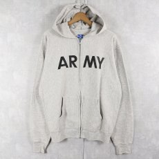 画像1: 90's Champion USA製 "ARMY" プリントスウェットジップパーカー L (1)