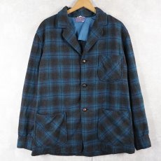 画像1: 50〜60's PENDLETON オンブレーチェック柄 ウールジャケット M (1)
