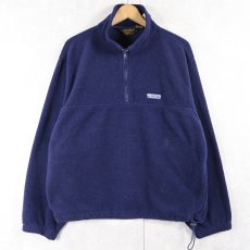 画像1: 90's Eddie Bauer ハーフジップ フリースジャケット NAVY M (1)