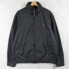 画像1: POLO Ralph Lauren ロゴ刺繡 裏フリース ポリエステル ジップジャケット BLACK L (1)