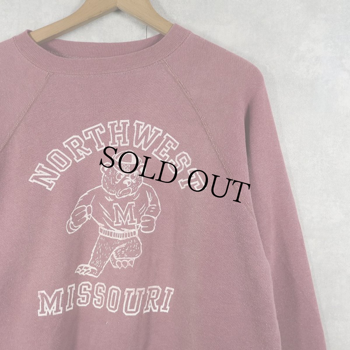 画像1: 60's "NORTHWEST MISSOURI" 脇下三角ガゼット フロッキー両面プリントスウェット (1)