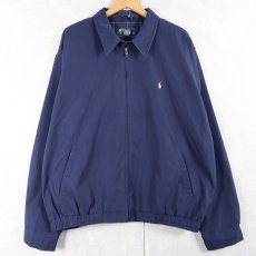 画像1: POLO Ralph Lauren ロゴ刺繍 チンスト付き ポリエステルスイングトップ NAVY XL (1)