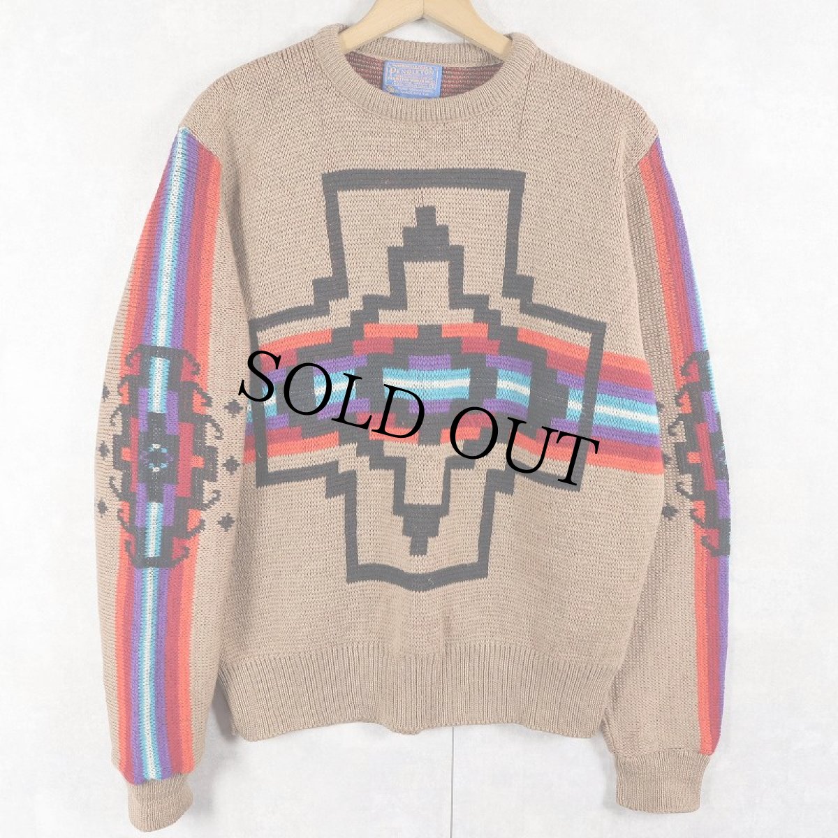 画像1: 70's PENDLETON USA製 ネイティブ柄 ウールニットセーター S (1)