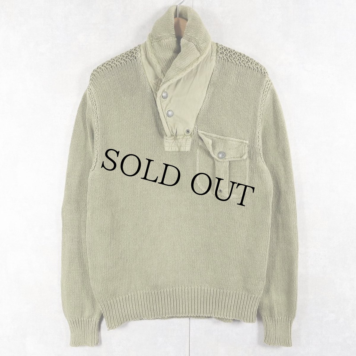 画像1: POLO Ralph Lauren ショールカラー コットン×リネンニットセーター M (1)