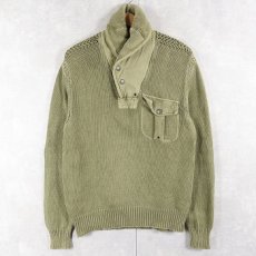 画像1: POLO Ralph Lauren ショールカラー コットン×リネンニットセーター M (1)