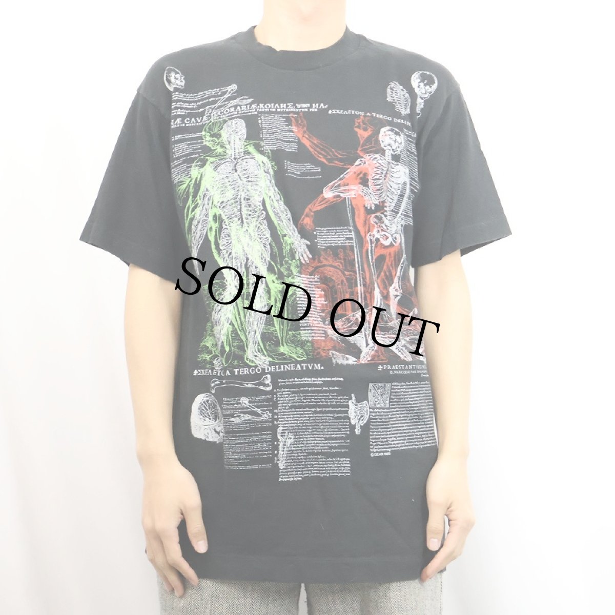 画像3: 90's USA製 人体イラストプリントTシャツ BLACK L (3)