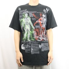 画像3: 90's USA製 人体イラストプリントTシャツ BLACK L (3)