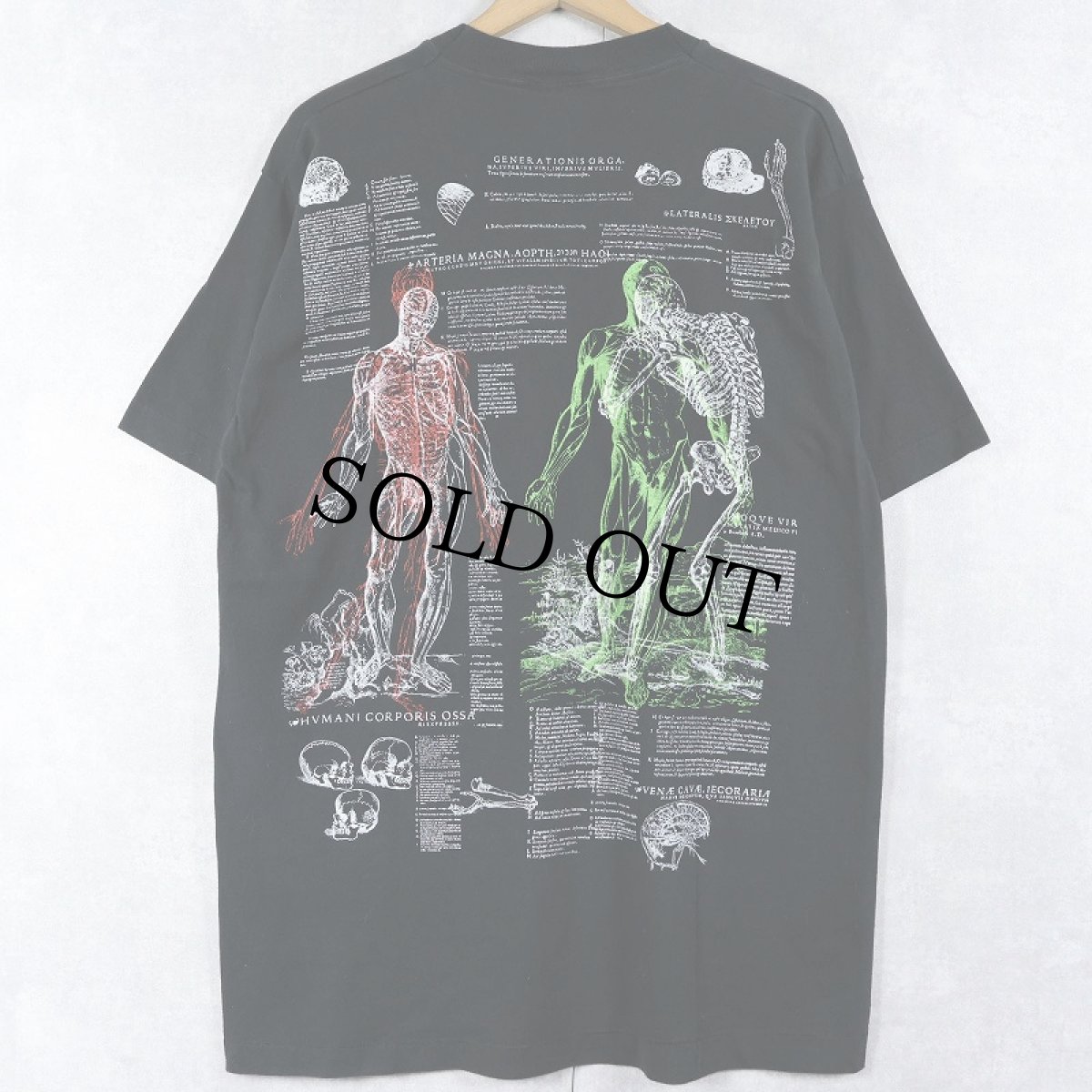 画像2: 90's USA製 人体イラストプリントTシャツ BLACK L (2)