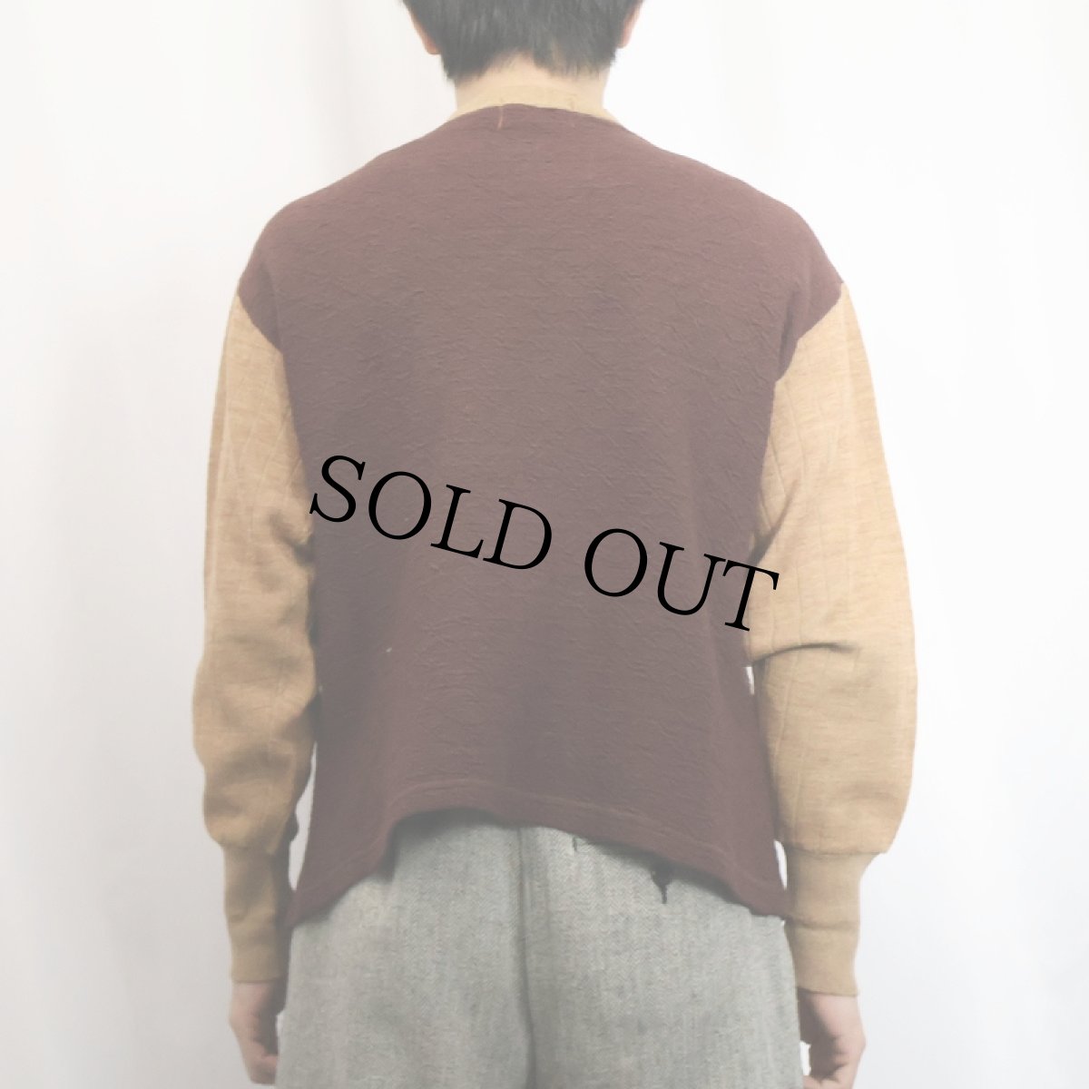 画像3: 40's コの字エンド 2トーン ウールニットジップカーディガン (3)