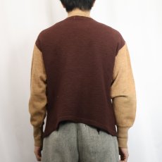 画像3: 40's コの字エンド 2トーン ウールニットジップカーディガン (3)