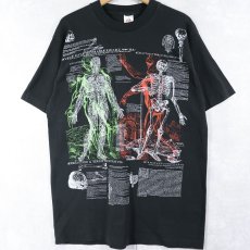 画像1: 90's USA製 人体イラストプリントTシャツ BLACK L (1)