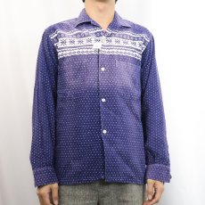 画像2: 50's CAMPUS "Snow Flake" プリントコーデュロイオープンカラーシャツ S (2)