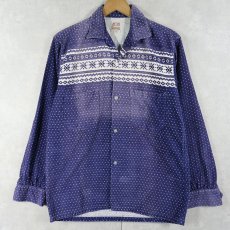 画像1: 50's CAMPUS "Snow Flake" プリントコーデュロイオープンカラーシャツ S (1)