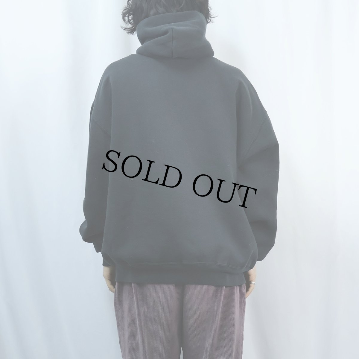 画像3: 90's RUSSELL ATHLETIC USA製 前V 無地スウェットフーディー BLACK XXL (3)