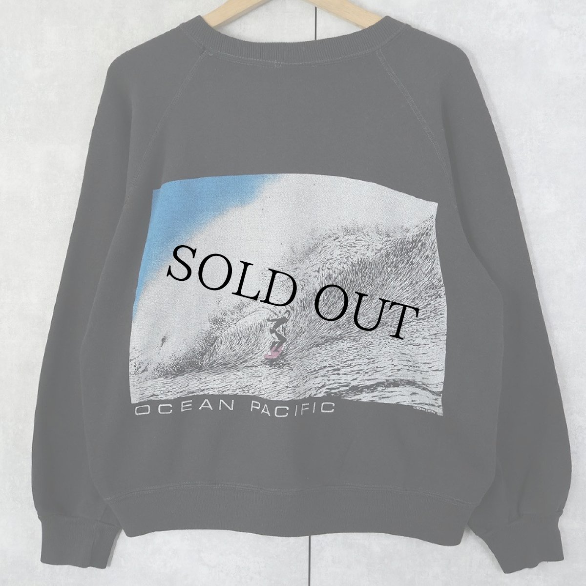 画像1: 80's Ocean Pacific サーフプリント スウェット BLACK (1)