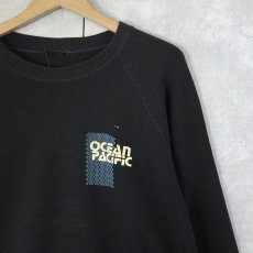 画像2: 80's Ocean Pacific サーフプリント スウェット BLACK (2)
