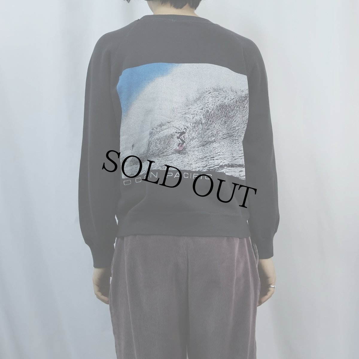 画像4: 80's Ocean Pacific サーフプリント スウェット BLACK (4)