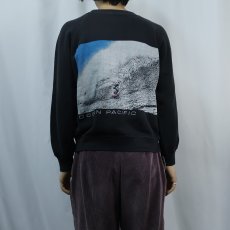 画像4: 80's Ocean Pacific サーフプリント スウェット BLACK (4)