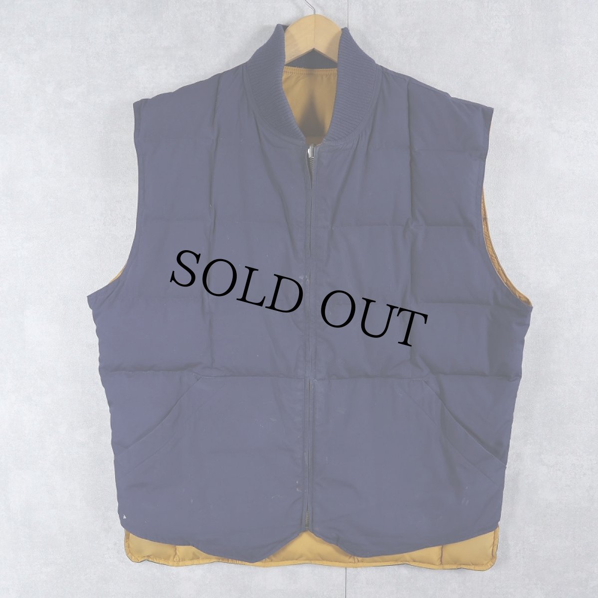 画像2: 90's Eddie Bauer リバーシブル キルティングダウンベスト NAVY × YELLOW M (2)