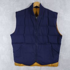 画像2: 90's Eddie Bauer リバーシブル キルティングダウンベスト NAVY × YELLOW M (2)