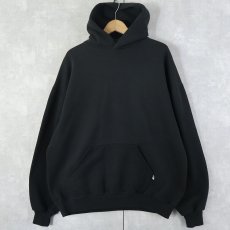 画像1: 90's RUSSELL ATHLETIC USA製 前V 無地スウェットフーディー BLACK XXL (1)
