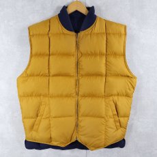 画像1: 90's Eddie Bauer リバーシブル キルティングダウンベスト NAVY × YELLOW M (1)