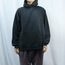 画像2: 90's RUSSELL ATHLETIC USA製 前V 無地スウェットフーディー BLACK XXL (2)