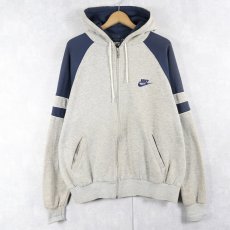 画像1: 80's NIKE 紺タグ ロゴ刺繍 スウェットジップパーカー XL  (1)