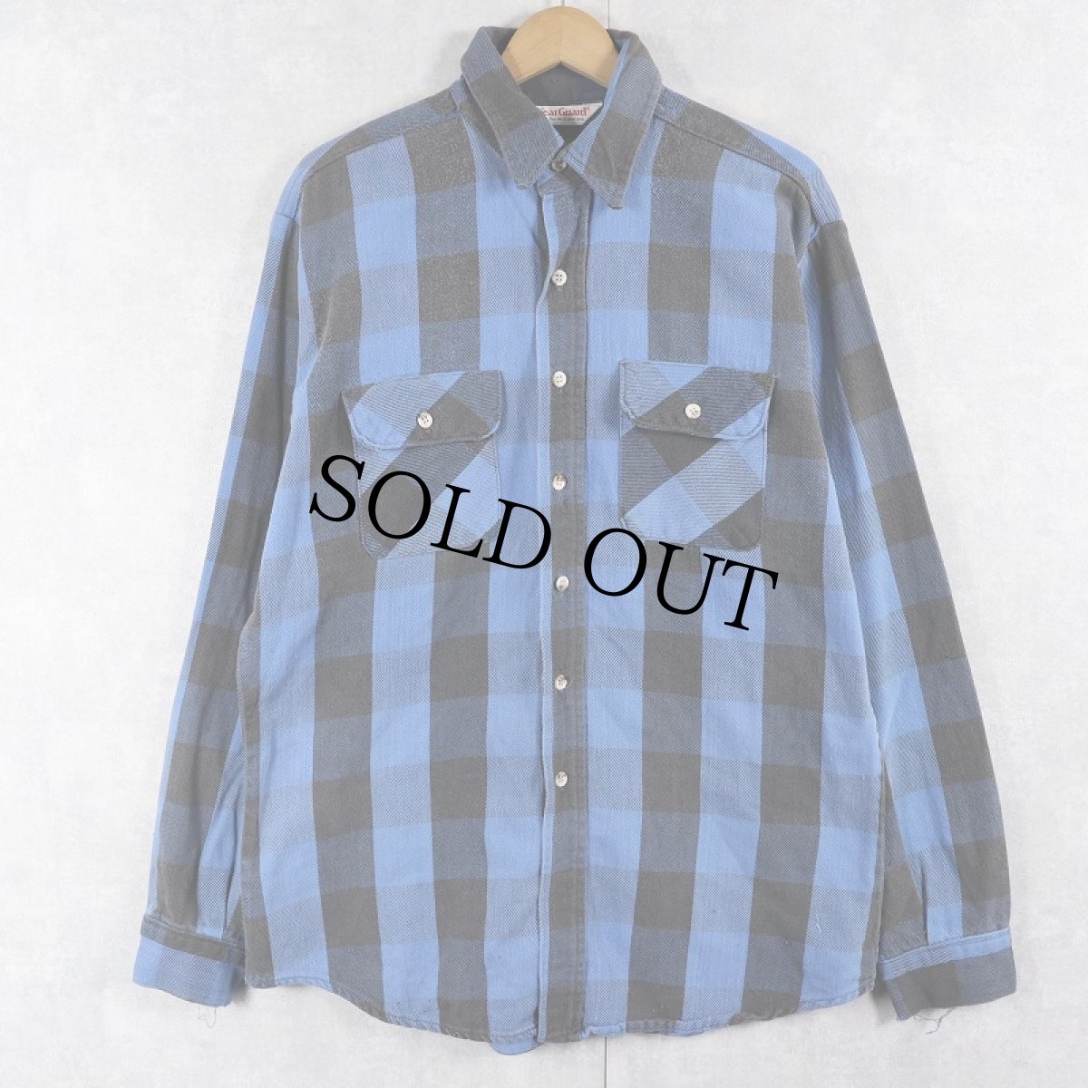 画像1: 70's Wear Guard ブロックチェック柄 ヘビーネルシャツ (1)