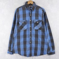 画像1: 70's Wear Guard ブロックチェック柄 ヘビーネルシャツ (1)
