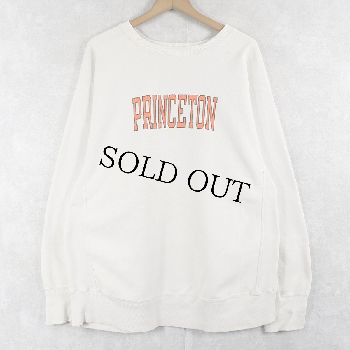 画像1: 80's Champion トリコタグ REVERSE WEAVE USA製 "PRINCETON" 染み込みプリントスウェット XL (1)